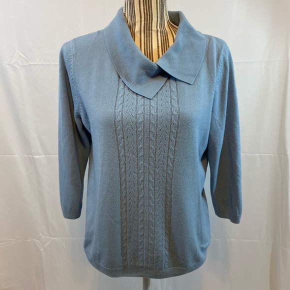 Alison Daley short sleeve sweater blue small cozy - Picture 2 of 9